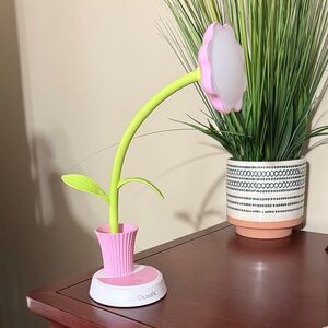 Pink and Green Flower Battery Desk Lamp